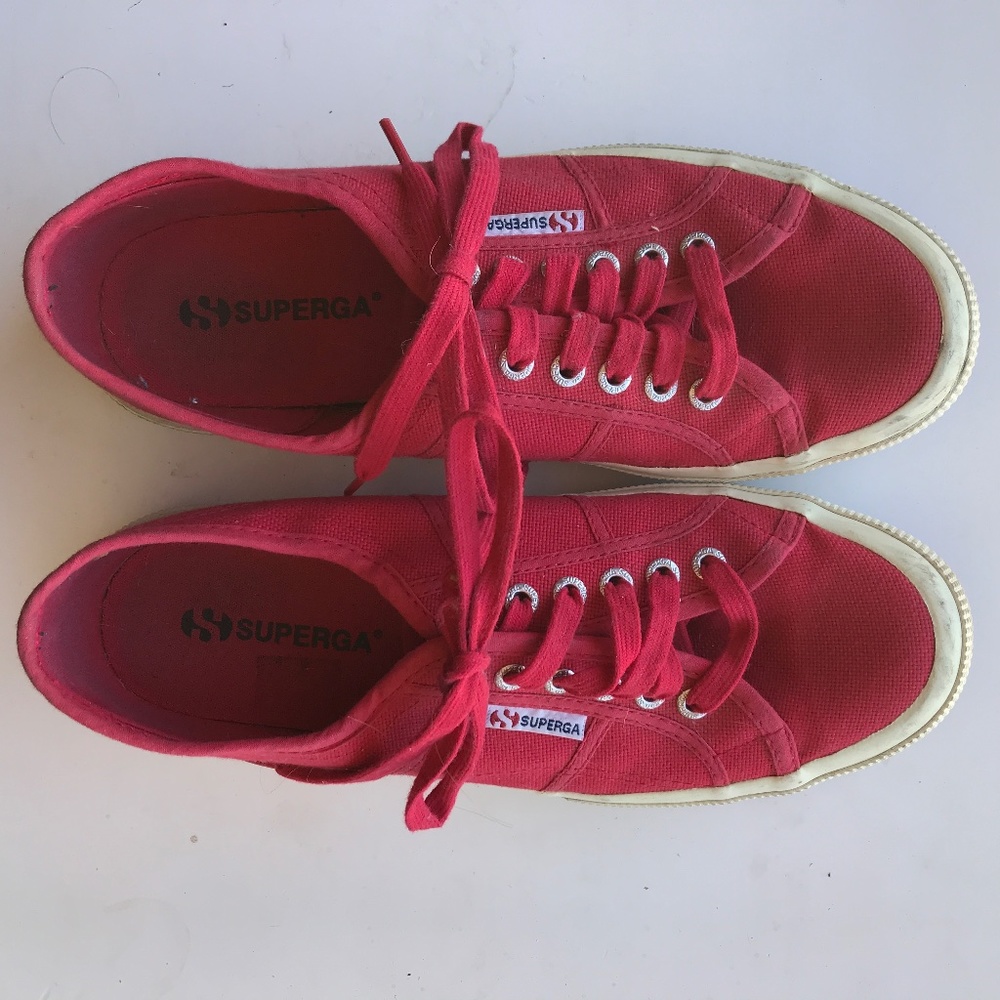 Superga red canvas sneakers size 42